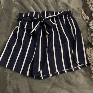 Striped paper bag shorts